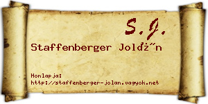 Staffenberger Jolán névjegykártya
